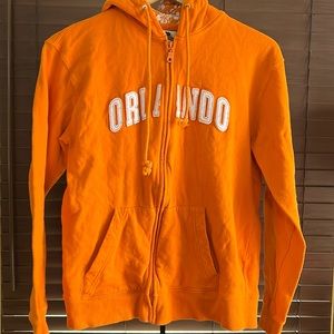 Sweatshirt ORLANDO Zip Hoodie Orange Florida Med